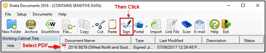 Image showing the Drake Documents Sign icon.